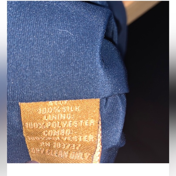 Ali-Ro Navy Blue Silk Strapless Ruffle Dress Size 8 - Picture 6 of 6